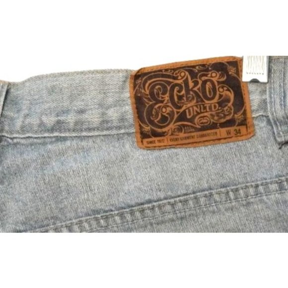 Vintage Ecko Shorts, Blue Jean Shorts, Mens Size 34, Light Wash Denim, Ecko UNLT - Picture 2 of 9